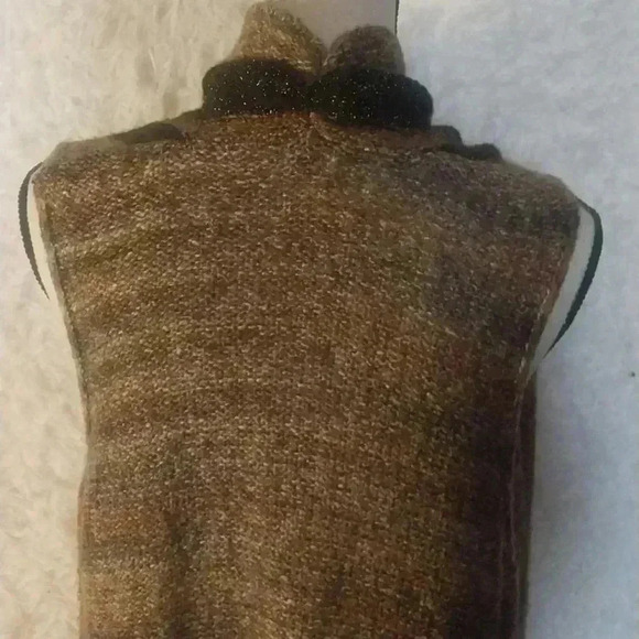 Chico's Women Randall Chestnut Brown Sweater Vest Open Front Metallic Chic - Picture 6 of 11